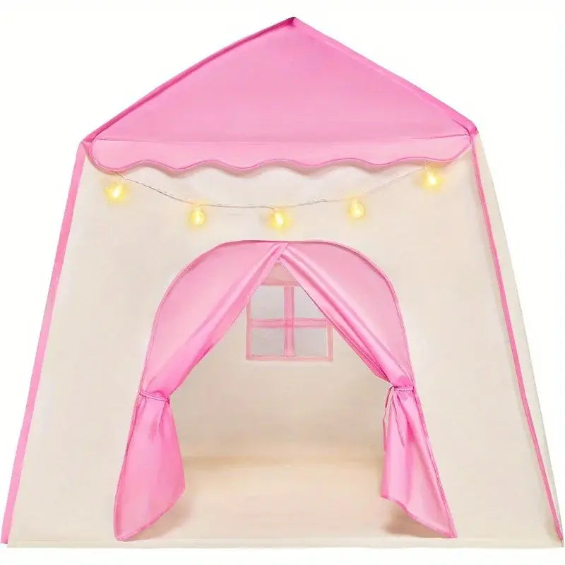 JOYFY Pink Princess Tent for Girls with LED Star Lights Large Playhouse Kids Castle Play Tent for Children Indoor Outdoor Games - Nexvibe