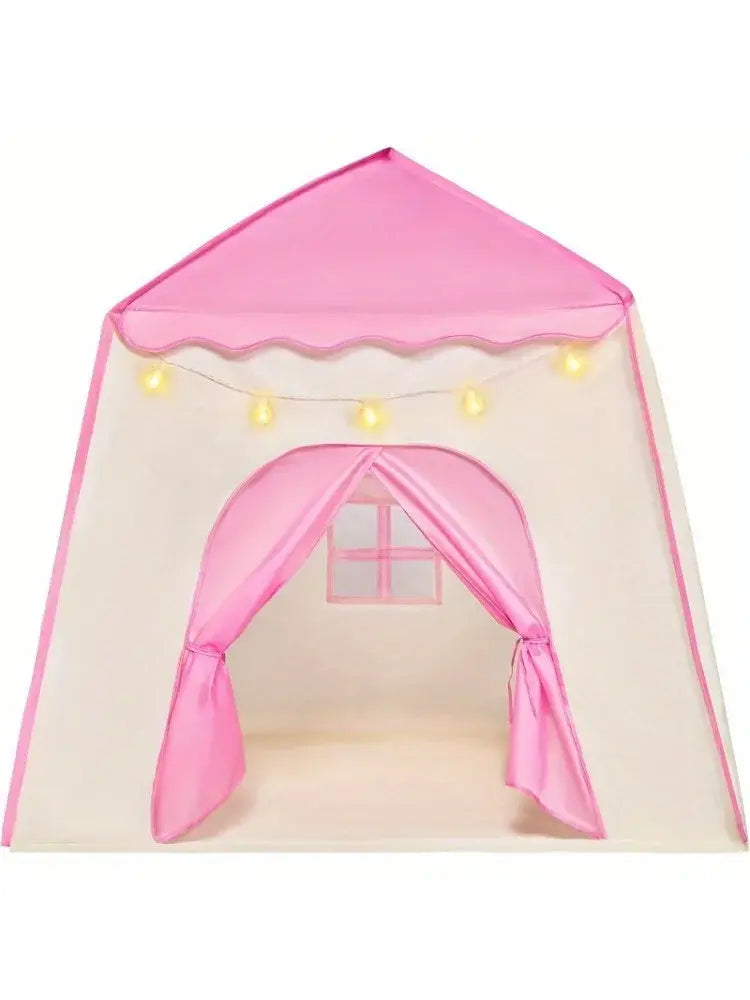 JOYFY Pink Princess Tent for Girls with LED Star Lights Large Playhouse Kids Castle Play Tent for Children Indoor Outdoor Games - Nexvibe