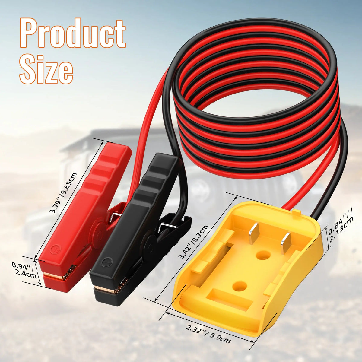 Jumper Cable Clamps with Power Wheel Battery Adapter For DE.WALT 20V Batteries Jumper Starter for Car Jump Starting Using Tool - Nexvibe