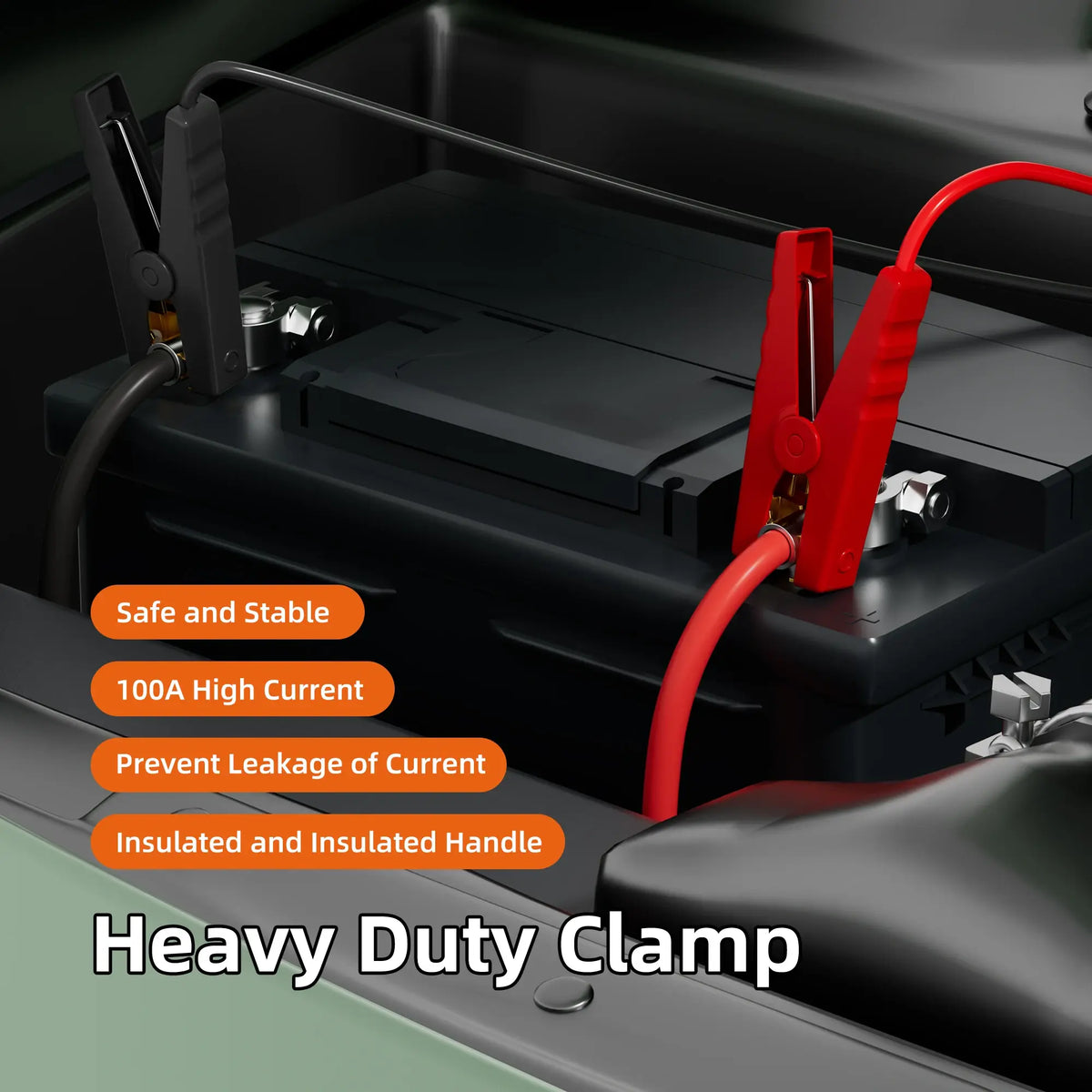 Jumper Cable Clamps with Power Wheel Battery Adapter For DE.WALT 20V Batteries Jumper Starter for Car Jump Starting Using Tool - Nexvibe