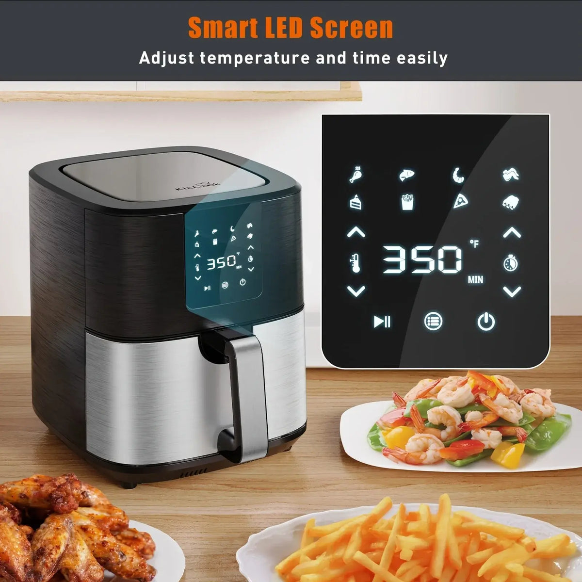 KitCook Large Air Fryer, 1500W 7QT AirFryer Cooker, Adjustable Temperature 100-400°F, 8 Presets Menu, Digital Touch Screen, Nons - Nexvibe
