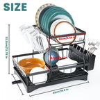 Large 2-tier dish drying rack for kitchen countertops removable large-capacity dish draining rack