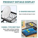 Large 2-tier dish drying rack for kitchen countertops removable large-capacity dish draining rack