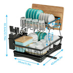 Large 2-tier dish drying rack for kitchen countertops removable large-capacity dish draining rack
