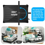 Large 2-tier dish drying rack for kitchen countertops removable large-capacity dish draining rack