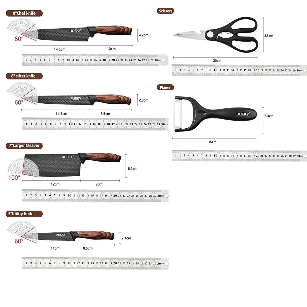 MDHAND Kitchen Knife Set Stainless Steel Knife 6-Piece Kitchen Tool Set Fruit Knife Essential Cooking Tools