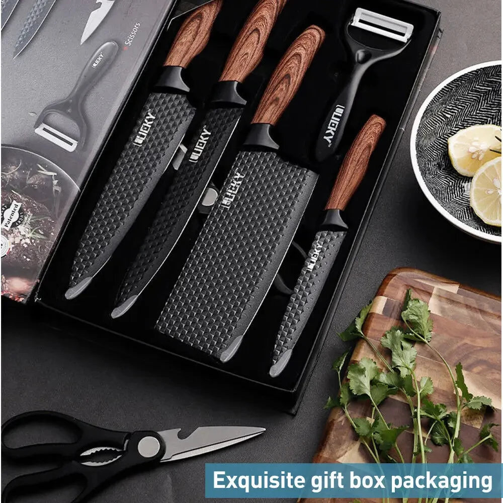 MDHAND Kitchen Knife Set Stainless Steel Knife 6-Piece Kitchen Tool Set Fruit Knife Essential Cooking Tools