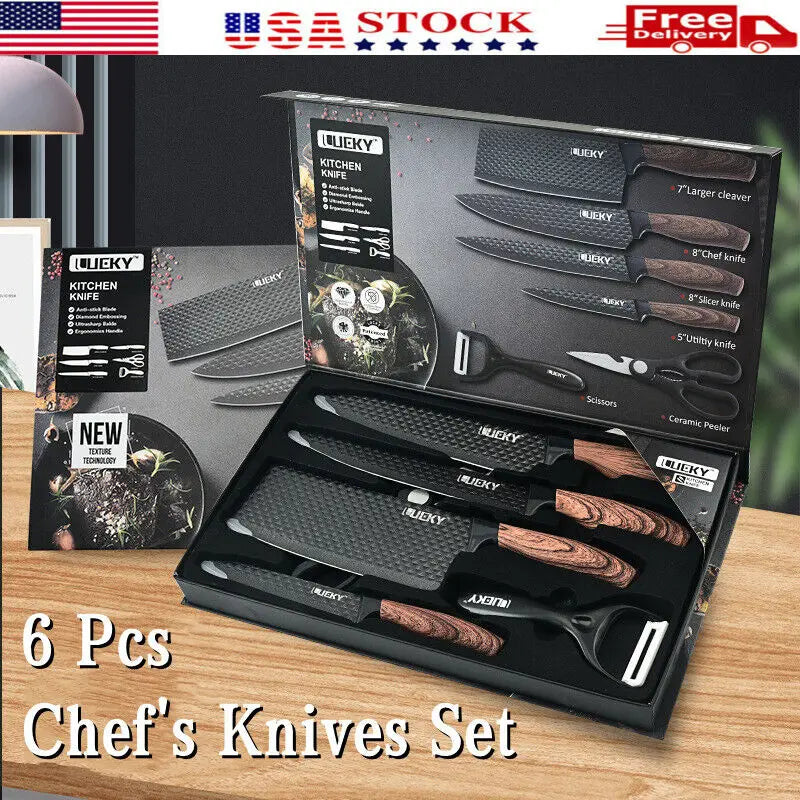 MDHAND Kitchen Knife Set Stainless Steel Knife 6-Piece Kitchen Tool Set Fruit Knife Essential Cooking Tools