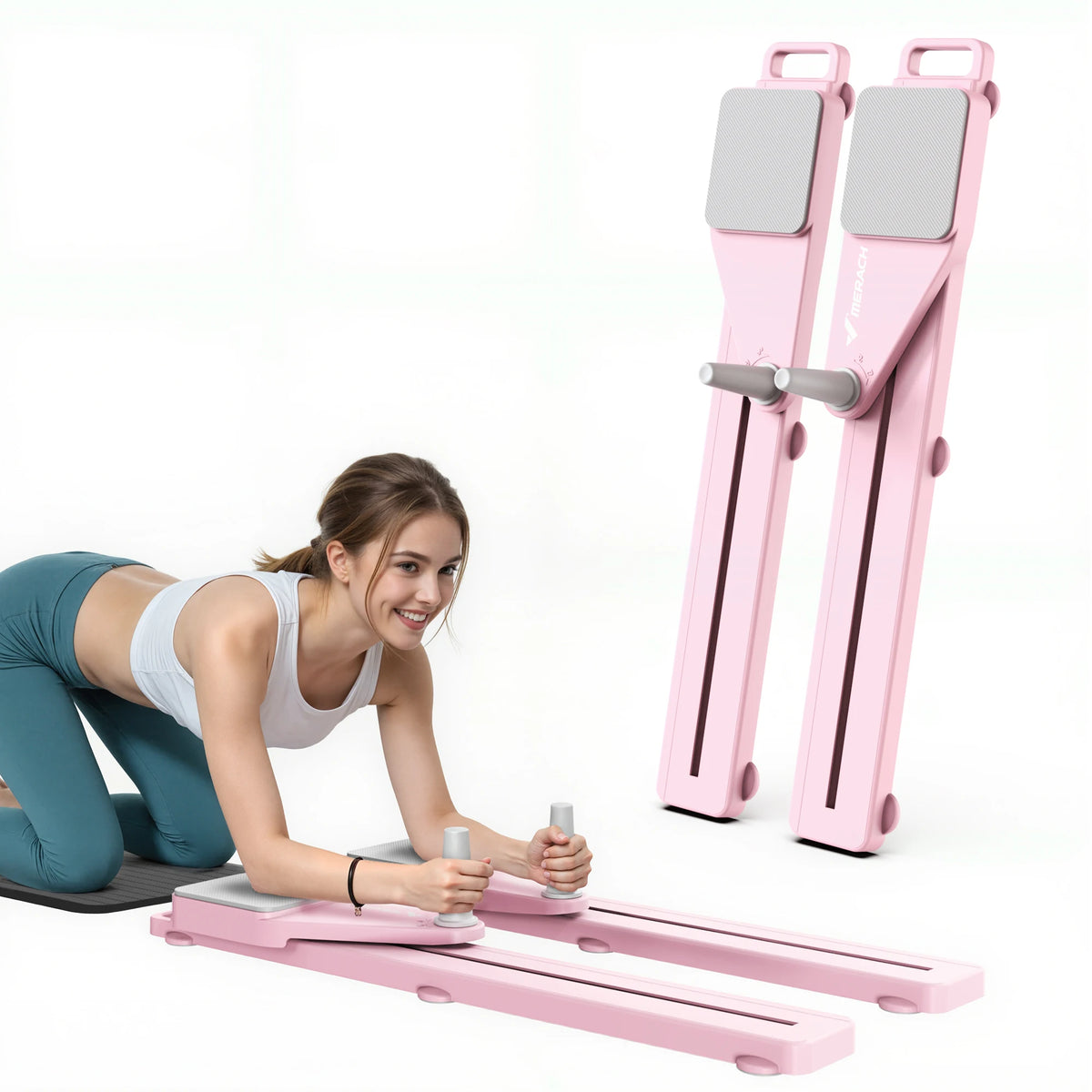 MERACH Pilates Board Multifunctional Abdominal Plate Detachable Ab Trainer with Anti-Slip Design Portable Pilates