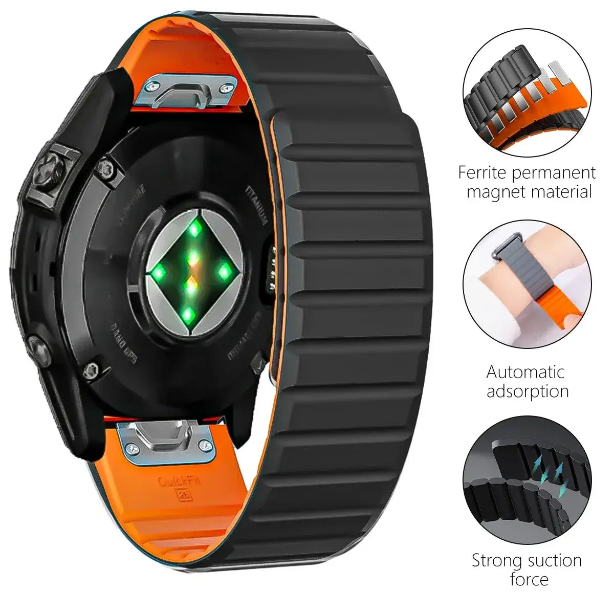 Magnetic Silicone Strap For Garmin Fenix 8 47mm 51mm 7 7x 6 6X Pro 5X 5Plus 22/26mm QuickFit Bracelet For Gen 2/Descent Mk1 Band - Nexvibe
