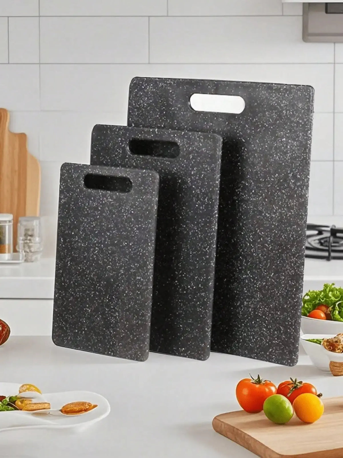 Marble Pattern Cutting Board Set (1/3 Pcs) – Multifunctional Kitchen Prep Board for Raw/Cooked Separation, Fruits & Kids’ Meals - Nexvibe