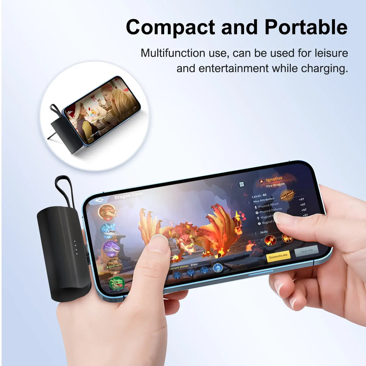 Mini Power Bank Portable 4500mAh Power Phone Charger Capsule Dual USB-C Ports For IPhone16/ 15/15 plus/15 pro/15 pro