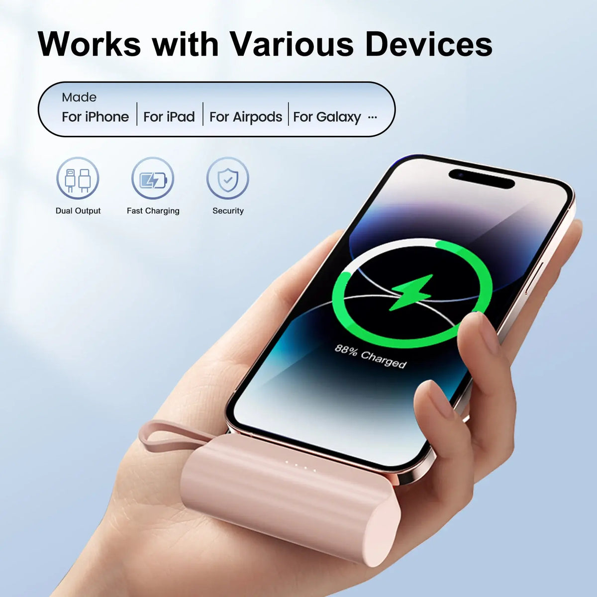 Mini Power Bank Portable 4500mAh Power Phone Charger Capsule Dual USB-C Ports For IPhone16/ 15/15 plus/15 pro/15 pro
