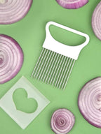 Multi-functional Onion Slicer Holder, Stainless Steel Vegetable Cutter with Prongs, Safe Kitchen Tool for Slicing & Chopping - Nexvibe