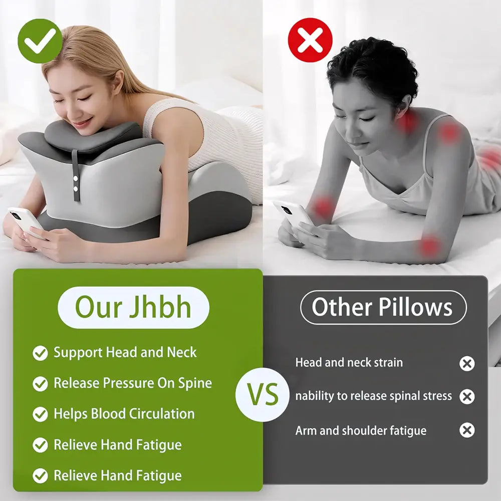 Multifunctional Memory Foam Prone Reading Pillow Relieve Neck Arm Fatigue Removable Headrest Anti-Slip Ideal for Bed Reading Wat - Nexvibe