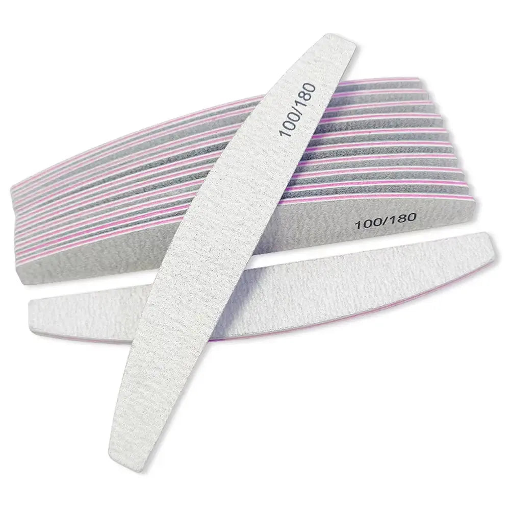 Nail File Buffer 100/180 Grit Half Moon Nail Files Double Side Sandpaper Nail Sanding Grinding Gel Nail Polish Manicure Tool - Nexvibe