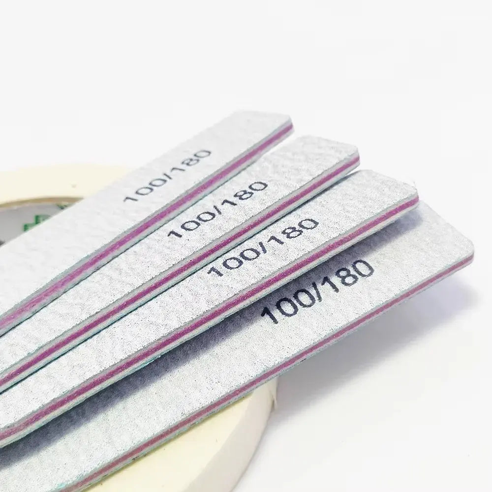 Nail File Buffer 100/180 Grit Half Moon Nail Files Double Side Sandpaper Nail Sanding Grinding Gel Nail Polish Manicure Tool - Nexvibe