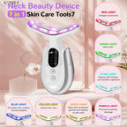 Neck Beauty Device 7 in 1 LED Therapy Microcurrent Anti Wrinkle Face Massager Deep Cleansing Hot Compress for Skin