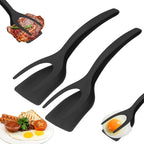 New 2 in 1 Grip Flip Spatula Tongs Egg Flipper Spatula Nylon Non Stick Coating Pancake Fish French Toast Omelet Making Tool - Nexvibe