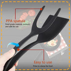 New 2 in 1 Grip Flip Spatula Tongs Egg Flipper Spatula Nylon Non Stick Coating Pancake Fish French Toast Omelet Making Tool - Nexvibe
