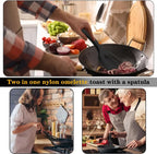 New 2 in 1 Grip Flip Spatula Tongs Egg Flipper Spatula Nylon Non Stick Coating Pancake Fish French Toast Omelet Making Tool - Nexvibe