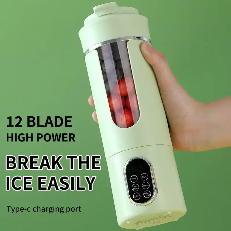New 530ml Portable Juicer Wireless USB Charging Crushed Ice Electric Juicing 12 Blade 4 Gears 7.4V Mini Fresh Juice Blender - Nexvibe