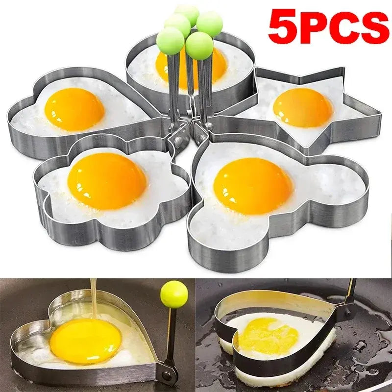 New Stainless Steel Fried Egg Mold Heart Pancake Maker Breakfast Baking Omelette Rings Cooking Tools Kitchen Accessories Gadget - Nexvibe