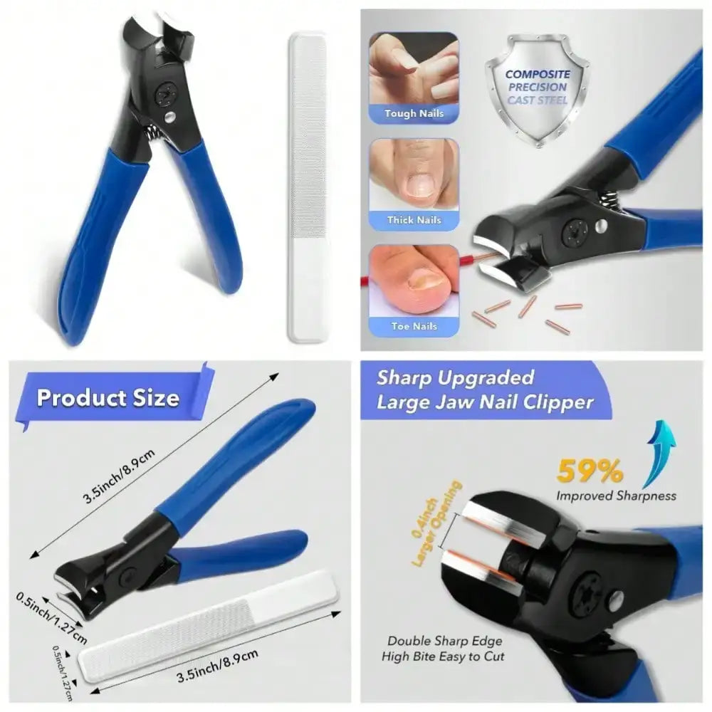 Oversized Toenail Clippers For Adults With Thick Hard And Ingrown Nails Heavy Duty Wide Jaw Design With Anti Slip Long Handle For Men And Seniors - Nexvibe