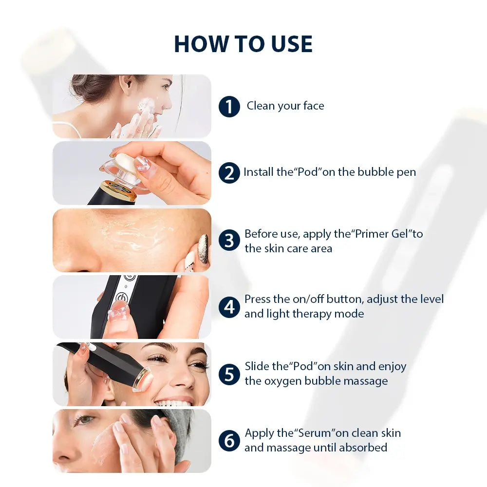 Oxygen Bubble Pen 7 Color Facial CO2 Oxygen Bubble Machine Can Be Matched Serum Gel Facial Skin Care Device Facial SPA CO2 - Nexvibe