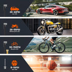 POWNYM Multi-Functional Wireless Tire Inflator Jump Starter Portable Air Pump with Digital Gauge LED Light & All Nozzle