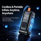 POWNYM Wireless Tire Inflator Air Compressor Portable 2-in-1 Jump Starter with Digital Pressure Gauge LED Light & Multi