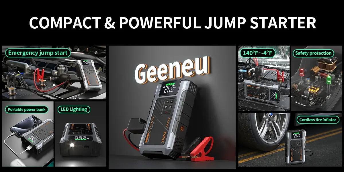 Portable Car Jump Starter With Air Compressor 3000A Peak(7.5L Gas 6.5L Diesel) Jump Starter Battery PackWith150 PSl