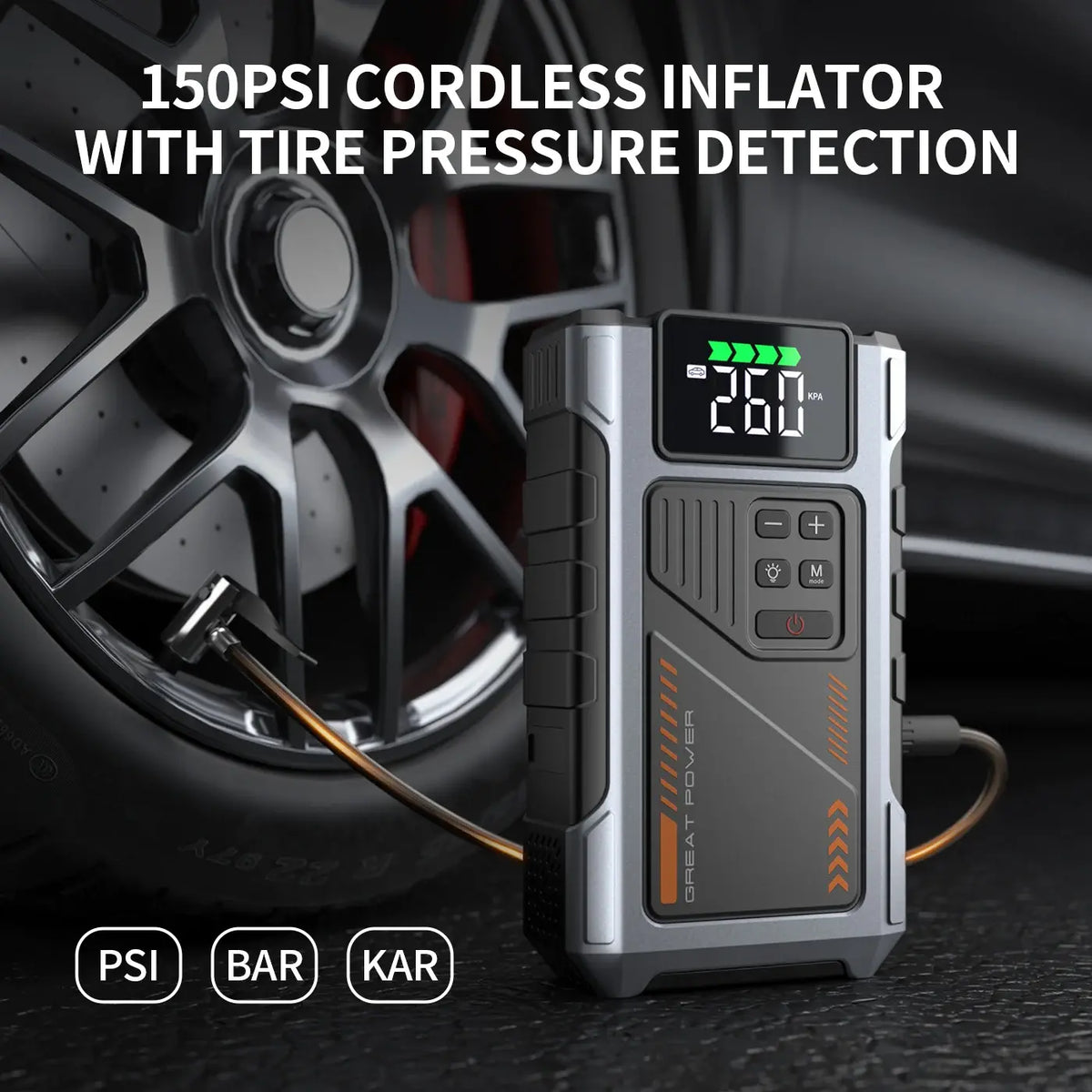 Portable Car Jump Starter With Air Compressor 3000A Peak(7.5L Gas 6.5L Diesel) Jump Starter Battery PackWith150 PSl