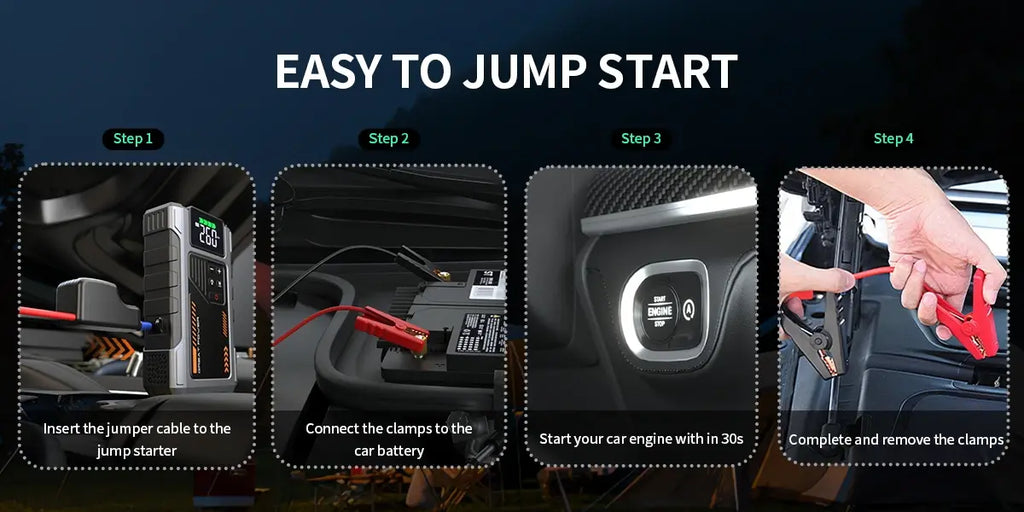 Portable Car Jump Starter With Air Compressor 3000A Peak(7.5L Gas 6.5L Diesel) Jump Starter Battery PackWith150 PSl