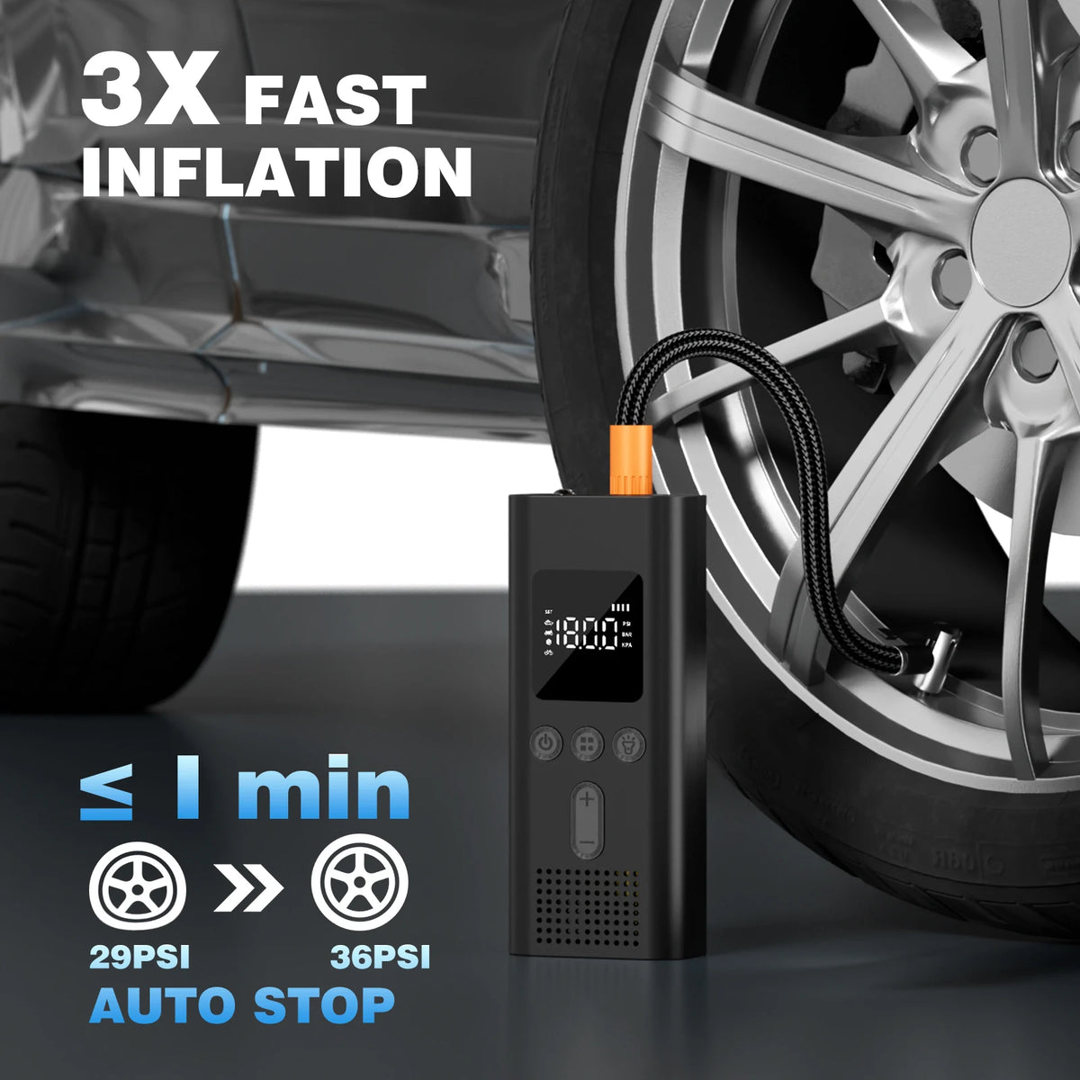 Portable Car Tire Inflator Digital Cordless Air Pump 150PSI Bike Pump Electric Air Compressor For Car Bicycle