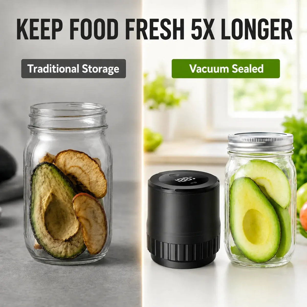 Portable Electric Vacuum Sealer Powerful Air Extraction LED Power Display USB Charging Compatible