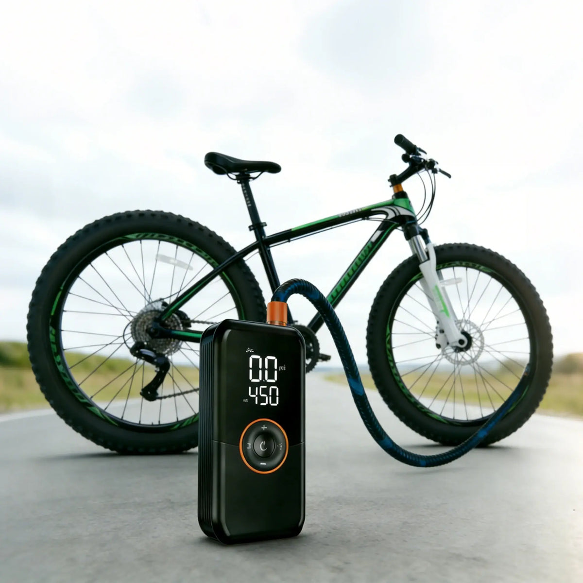 Portable Tire Inflator Air Compressor, 150 PSI Cordless 6000mAh Dual Power, 24L/Min Fast Inflation with Auto Shut-Off, LED Light, 4 Presets for Car/Bike/Motorcycle/Balls (12V DC Car Plug Included) - Nexvibe