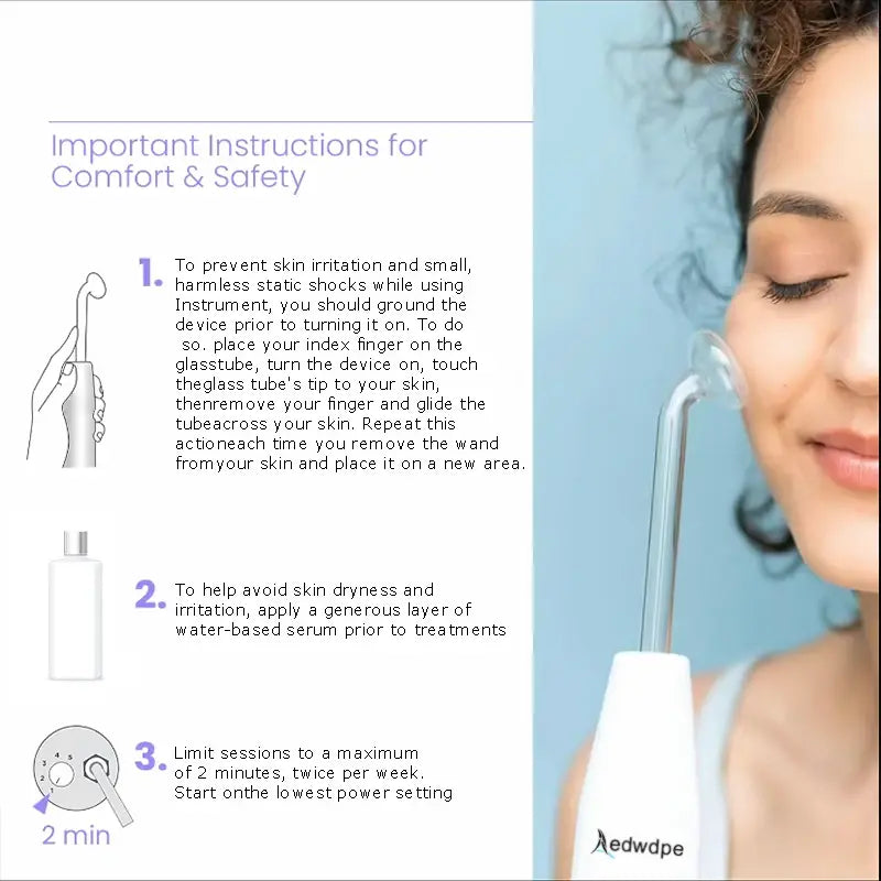 Portable high frequency device high Frequency Wand withFusion Neon-Argon Applicators Anti-AgingAnti-Acne guasha Hair Care - Nexvibe