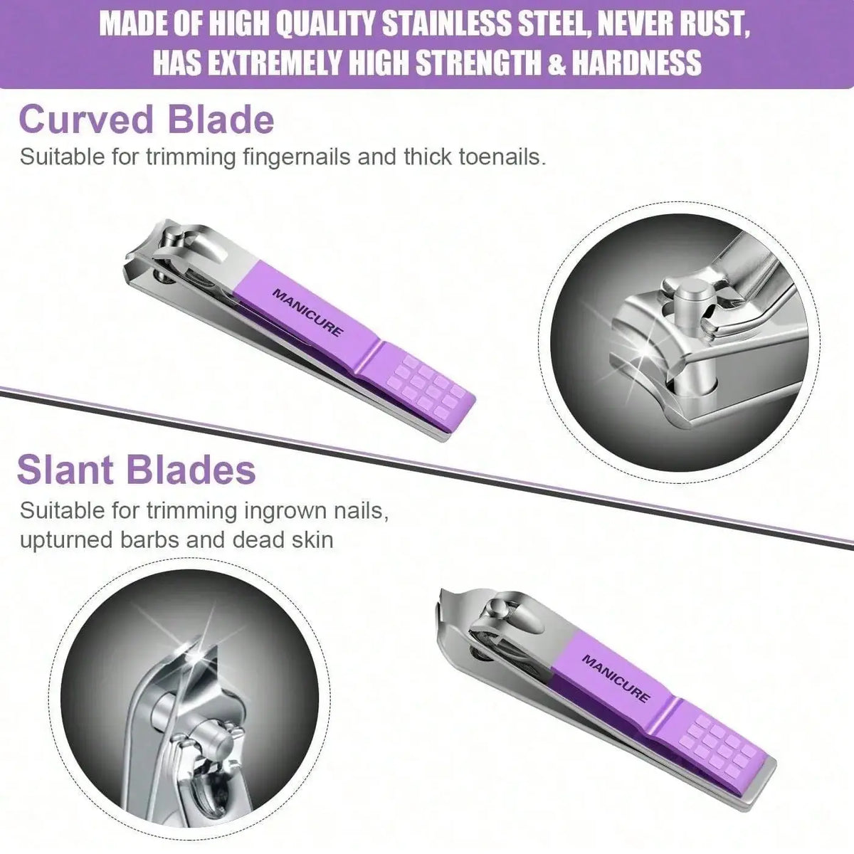 Professional 16-In-1 Purple Nail Care Set, With A Foldable PU Leather Case, Complete With Care And Trimming Tools. Stainless Steel Nail And Pedicure Tools, Portable Travel Nail Set, Suitable For Home, Business Trips, And Dail - Nexvibe