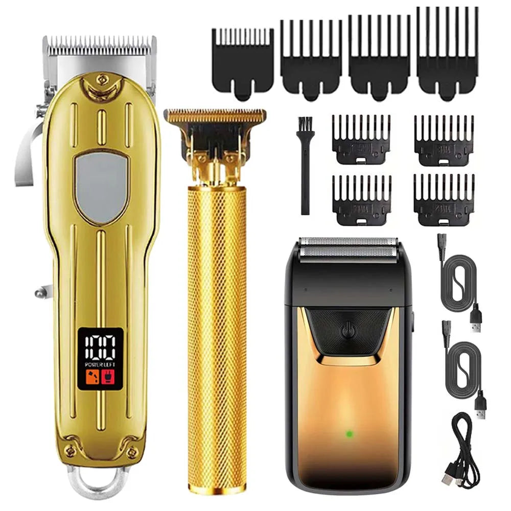 Professional Hair Clipper and Trimmer Set Men Electric Razor Shavers Beard Trimmer Rechargeable Barber Clippers Haircut