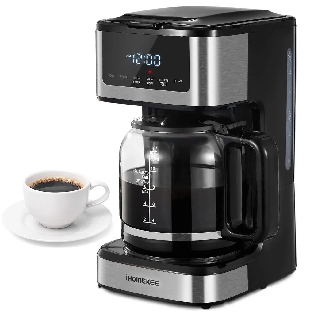 Programmable Drip Coffee Maker 12 Cup, Coffee Machine with Iced Coffee Function, Touch Screen, Regular & Strong Brew - Nexvibe