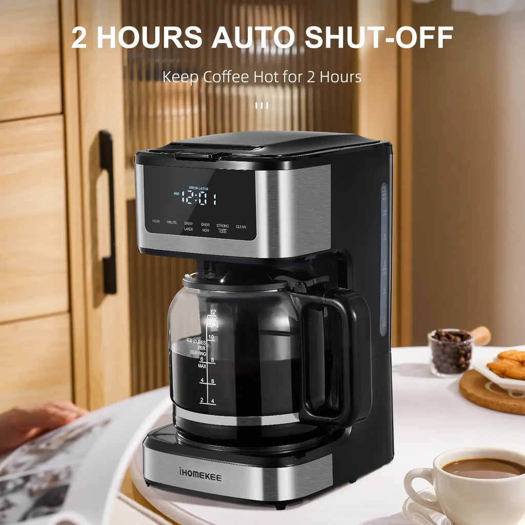 Programmable Drip Coffee Maker 12 Cup, Coffee Machine with Iced Coffee Function, Touch Screen, Regular & Strong Brew - Nexvibe