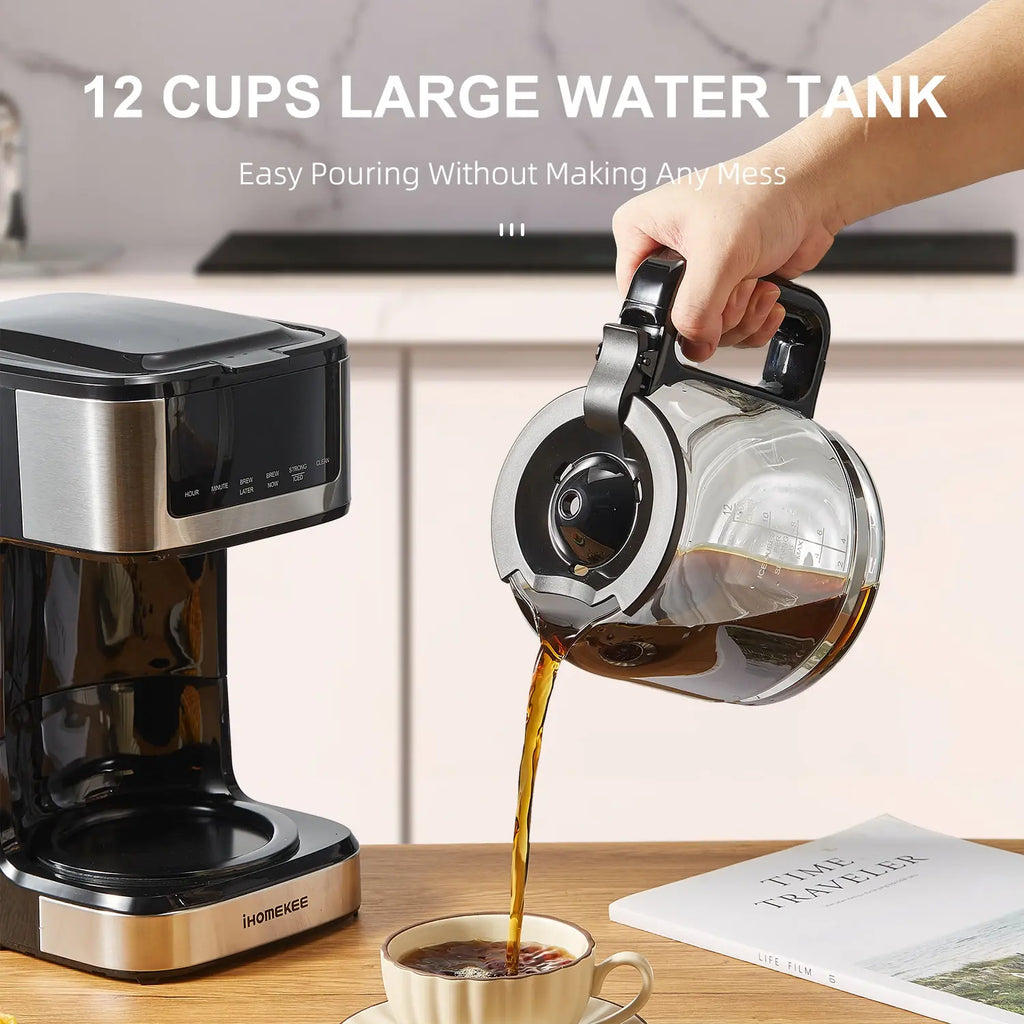 Programmable Drip Coffee Maker 12 Cup, Coffee Machine with Iced Coffee Function, Touch Screen, Regular & Strong Brew - Nexvibe