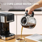 Programmable Drip Coffee Maker 12 Cup, Coffee Machine with Iced Coffee Function, Touch Screen, Regular & Strong Brew - Nexvibe