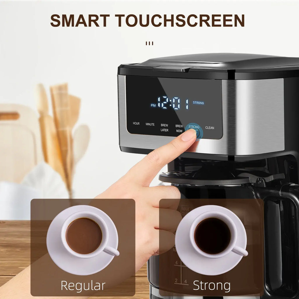 Programmable Drip Coffee Maker 12 Cup, Coffee Machine with Iced Coffee Function, Touch Screen, Regular & Strong Brew - Nexvibe