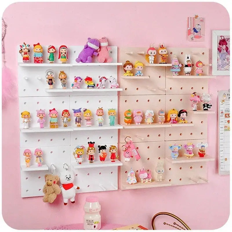 Punch Free Pegboard Display Stand Wall Organizer Storage Plate Living Room Kitchen Bedroom Wall Hanging Decoration Wall Shelf - Nexvibe