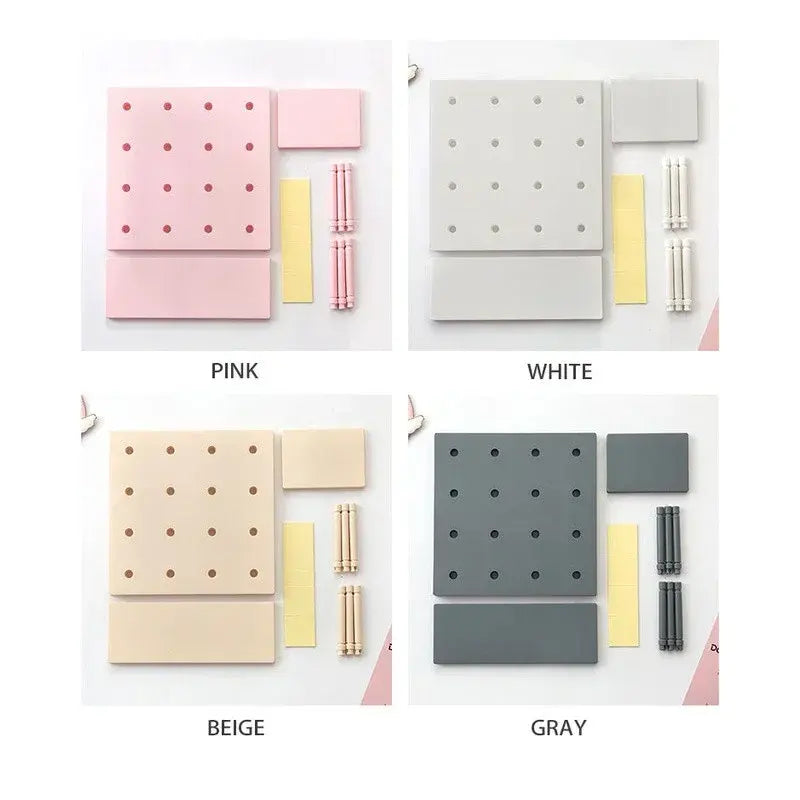 Punch Free Pegboard Display Stand Wall Organizer Storage Plate Living Room Kitchen Bedroom Wall Hanging Decoration Wall Shelf - Nexvibe