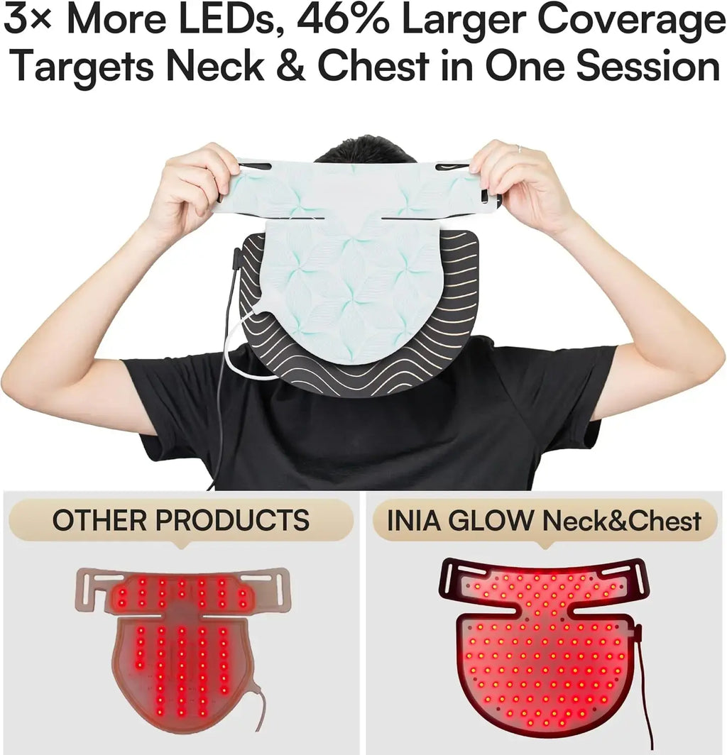 Red Light Therapy Mask for Neck & Décolleté – 850nm NIR + 3 Light Modes for Anti-Aging, Firming & Radiant Glow - Nexvibe