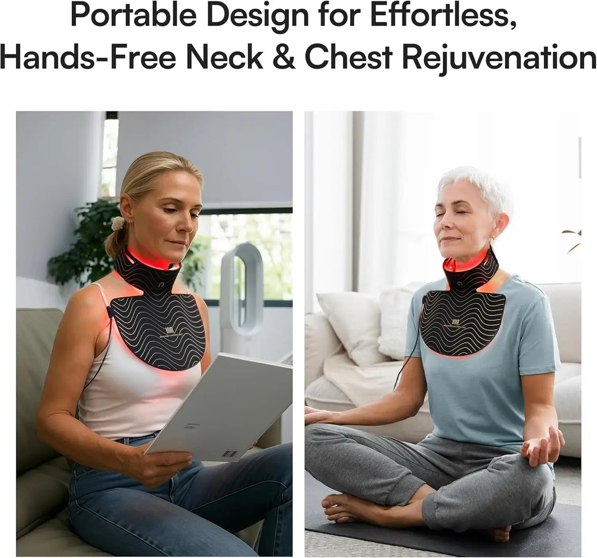 Red Light Therapy Mask for Neck & Décolleté – 850nm NIR + 3 Light Modes for Anti-Aging, Firming & Radiant Glow - Nexvibe