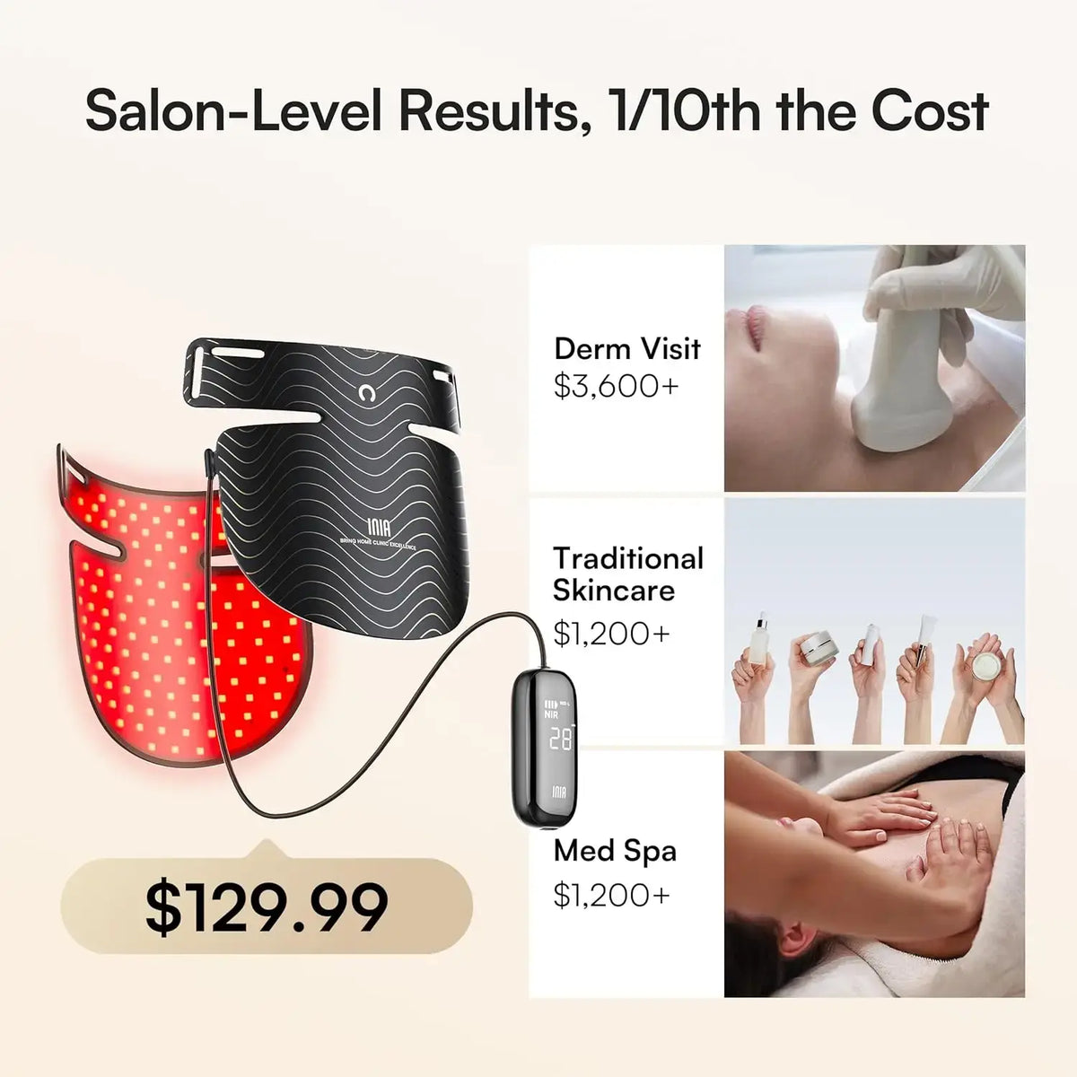 Red Light Therapy Mask for Neck & Décolleté – 850nm NIR + 3 Light Modes for Anti-Aging, Firming & Radiant Glow - Nexvibe